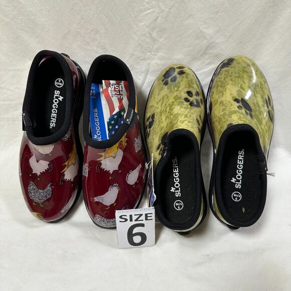 Two for One Price!!! Sloggers Waterproof Rain Shoes - Paw Green & Red Chicken - Picture 2 of 4